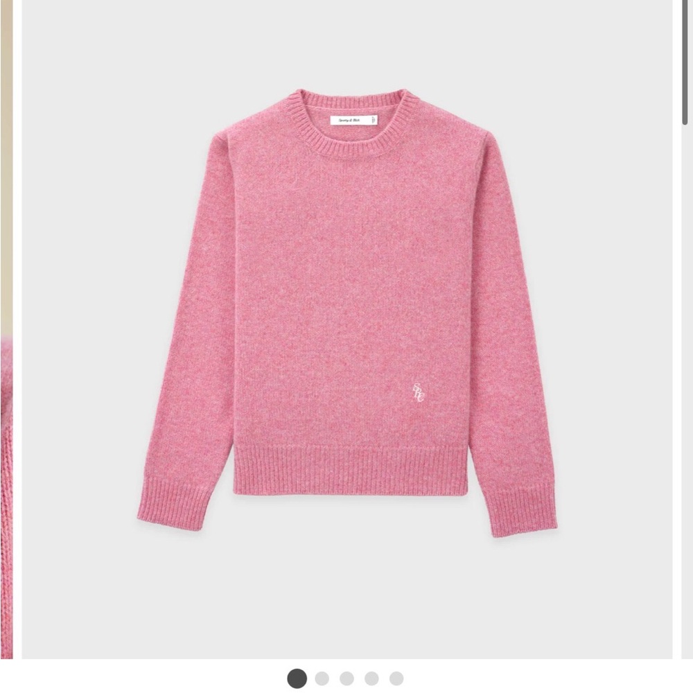 Sporty & Rich Rose Pink Crew Neck Sweater runs small